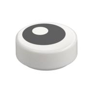 Tile Round 1 x 1 with Offset Black Eye Print (White)
