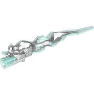 Large Figure Weapon Accessory, Flame / Lightning Bolt with Axle Hole with Marbled Trans-Light Blue Pattern (White)