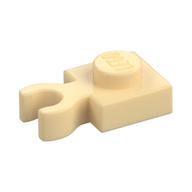 Plate Special 1 x 1 with Clip Vertical [Thick Open O Clip] (Tan)