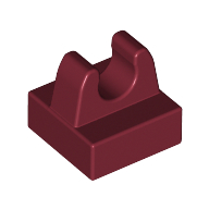 Tile Special 1 x 1 with Clip with Rounded Tips (Dark Red)