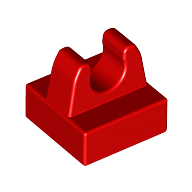 Tile Special 1 x 1 with Clip with Rounded Tips (Red)