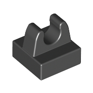 Tile Special 1 x 1 with Clip with Rounded Tips (Black)
