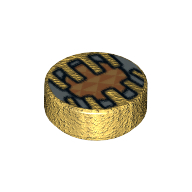 Tile Round 1 x 1 with Electronic Eye Print (Pearl Gold)