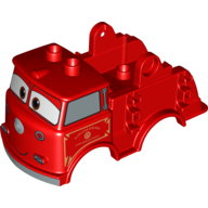 Duplo Car Body Truck with 'Red' Fire Logo Print (Fits over Car Base 2 x 4) (Red)