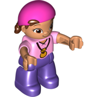 Duplo Figure Child with Bandana Dark Pink, Necklace with Pouch Print (Izzy) (Bright Pink)