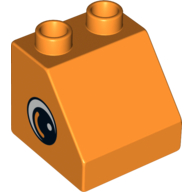 Duplo Brick 2 x 2 Slope 45° with Eye with White Spot and Curve Print on Both Sides (Orange)