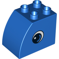 Duplo Brick 2 x 3 x 2 with Curved Top and Eye Print with Color Detail in Eye on Both Sides (Blue)