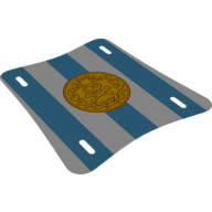 Duplo Boat Sail 11 x 12 with 3 Blue Stripes and Medallion with Gold Skull and Crossbones Print (Trans-Clear)