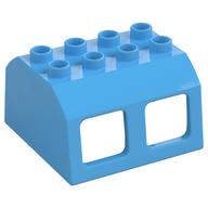 Duplo Train Locomotive Cabin Roof 2 x 4 Studs, 4 Medium Windows (Medium Blue)
