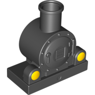 Duplo Train Steam Engine Front with Yellow Lights Print (Black)