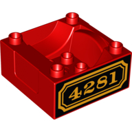 Duplo Train Cab / Tender Base with Bottom Tubes and 4281 Locomotive Print on Both Sides (Red)