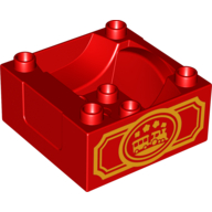 Duplo Train Cab / Tender Base with Bottom Tubes and Train in Oval Print on Both Sides (Red)