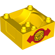 Duplo Train Cab / Tender Base with Bottom Tubes with Box and Arrows Print on Both Sides (Yellow)