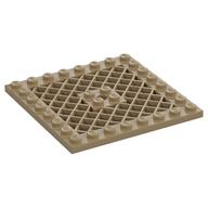 Plate Special 8 x 8 with Grille [Hole in Center] (Dark Tan)