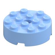 Brick Round 4 x 4 Centre Hole (Bright Light Blue)