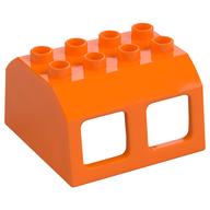 Duplo Train Locomotive Cabin Roof 2 x 4 Studs, 4 Medium Windows (Orange)
