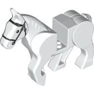 Animal, Horse, Moveable Legs with Black Bridle and Silver Buckles Print (White)