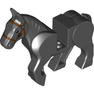 Animal, Horse, Moveable Legs with Dark Brown Bridle Print (Black)