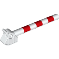 Duplo Train Barrier / Crossing Gate with Lever and Red Stripe Print (White)