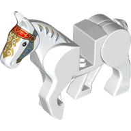 Animal, Horse, Moveable Legs with Gold Bridle and Decorations Print (White)