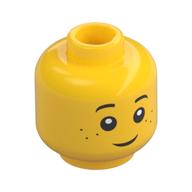 Minifig Head Tommy / Wade / Boy / Girl, Freckles, Smile / Worried Print (Yellow)