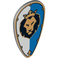 Shield Ovoid with Lion Head on White and Blue Print (Light Bluish Gray)