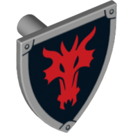 Shield Triangular with Red Dragon Head on Black Background Print (Light Bluish Gray)