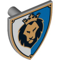 Shield Triangular with Lion Head, Blue and White Background Print (Light Bluish Gray)