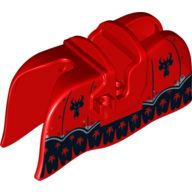 Animal / Creature Accessory, Horse Barding, Smooth Edge with Black Dragon Heads and Silver Trim Print (Red)