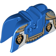Animal / Creature Accessory, Horse Barding, Smooth Edge with Lion Heads and Gold Armor Plates Print (Blue)