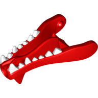 Creature Body Part, Dragon Head Lower Jaw with Round Hole on Front and White Teeth Print (Red)