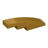 Brick Curved 4 x 1 No Studs [Stud Holder with Symmetric Ridges] (Pearl Gold)