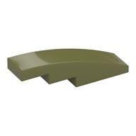 Brick Curved 4 x 1 No Studs [Stud Holder with Symmetric Ridges] (Olive Green)