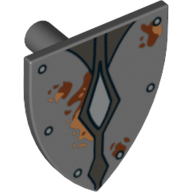 Shield Triangular with Silver Studs and Diamonds and Mud Spots Print (Dark Bluish Gray)