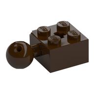 Technic Brick Special 2 x 2 with Ball and Axle Hole, with 6 Holes in Ball (Dark Brown)