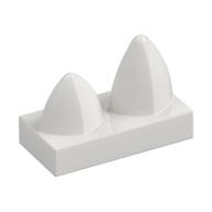Tile Special 1 x 2 with Two Vertical Teeth / Tooth (White)