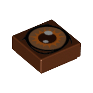 Tile 1 x 1 with Dark Tan and Orange Ent Eye Print (Reddish Brown)