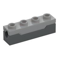 Launcher, Brick Special 1 x 4 Spring Shooter with Light Bluish Gray Top (Dark Bluish Gray)