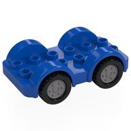 Duplo Car Base 2 x 6 - 4 Flat Silver Wheels with Black Tires on 4 Fixed Axles (Blue)