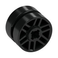 Wheel 14mm D. x 9.9mm with Centre Groove, Fake Bolts and 6 Spokes (Black)