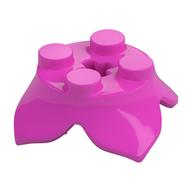 Plant, Leaves, Round 2 x 2 x 2/3 with + Axle Hole and 4 Leaf Extensions (Dark Pink)