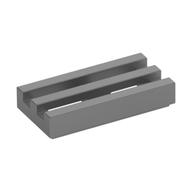 Tile Special 1 x 2 Grille with Bottom Groove (Metallic Silver)