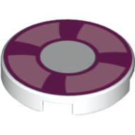 Tile Round 2 x 2 with Magenta and Bright Pink Life Preserver Print (White)