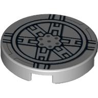Tile Round 2 x 2 with Tie Fighter Mechanical Print (Light Bluish Gray)