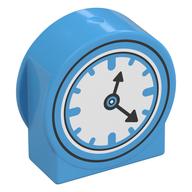 Duplo Brick 1 x 3 x 2 Round Top, Cut Away Sides with Clock Print (Medium Blue)