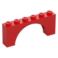 Brick Arch 1 x 6 x 2 - Thin Top without Reinforced Underside [New Version] (Red)