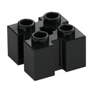 Brick Special 2 x 2 with Grooves and Axle Hole (Black)