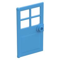 Door 1 x 4 x 6 with 4 Panes and Stud Handle (Medium Blue)