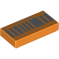 Tile 1 x 2 with Silver Stripes, 'CALIFORNIA', '20', '15' and '136113 9 66' License Plate Print (Orange)