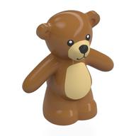 Animal, Bear / Teddy, Arms Down with Black Eyes, Nose and Mouth / Tan Belly Print (Medium Nougat)